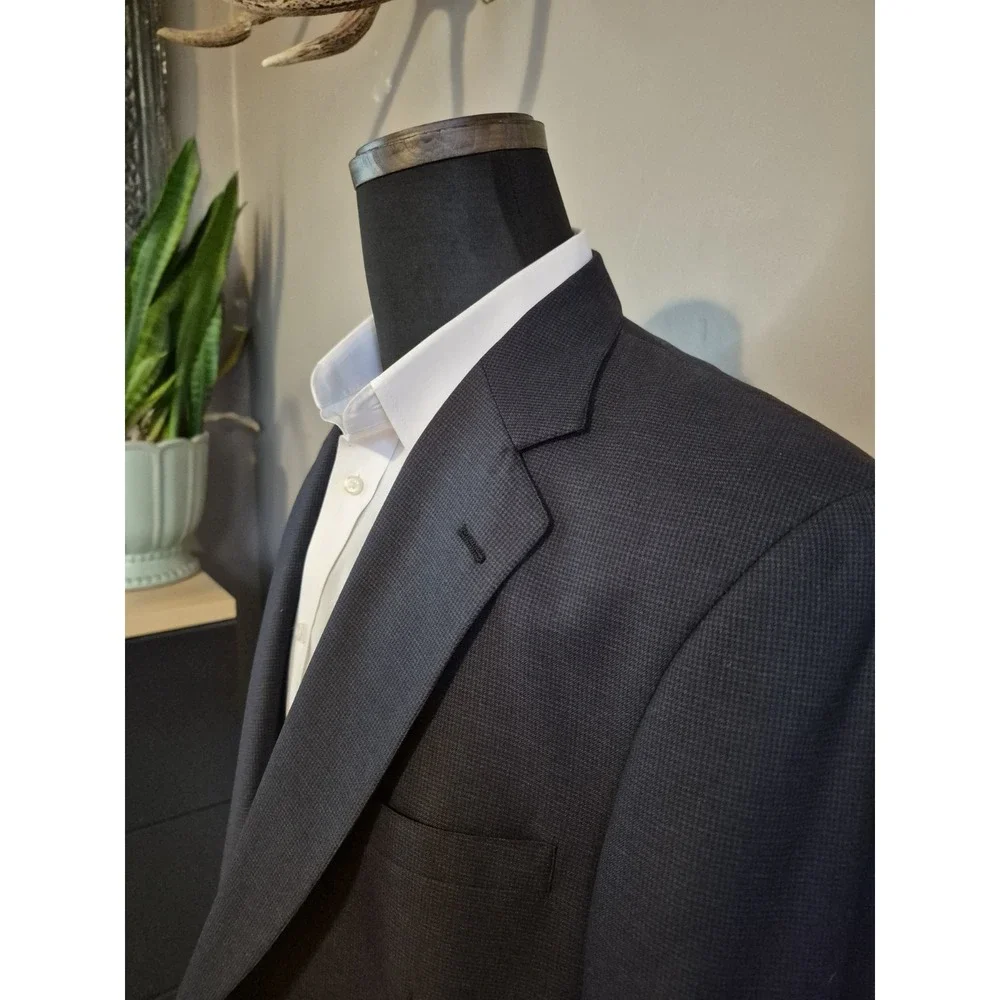Jos A Bank Mens Wool Sports Coat 42L Navy Blue Vintage USA Made 2 Button Blazer